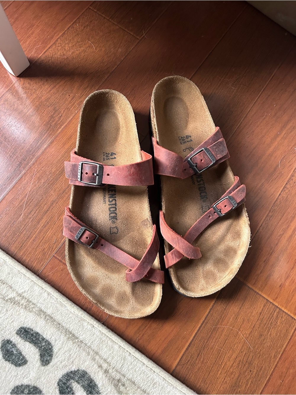 Birkenstock Brown-Red Triple Strap Sandals